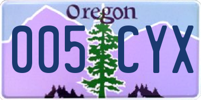 OR license plate 005CYX