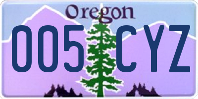 OR license plate 005CYZ