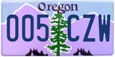 OR license plate 005CZW