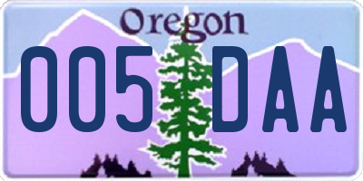 OR license plate 005DAA