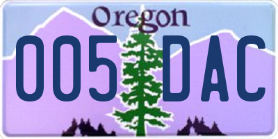 OR license plate 005DAC