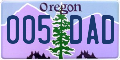 OR license plate 005DAD