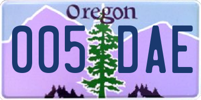 OR license plate 005DAE