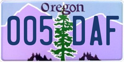 OR license plate 005DAF