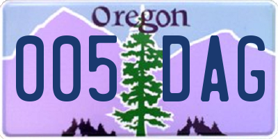 OR license plate 005DAG