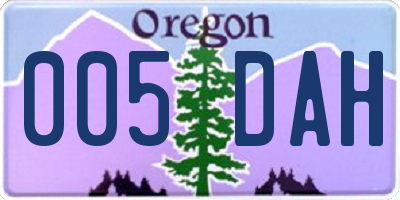 OR license plate 005DAH