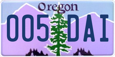 OR license plate 005DAI