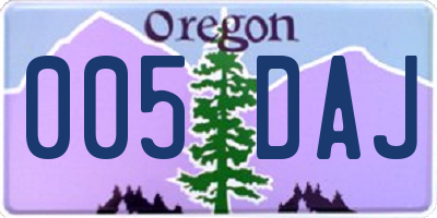 OR license plate 005DAJ