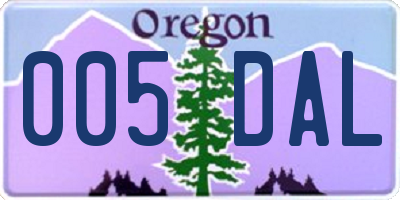 OR license plate 005DAL