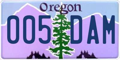 OR license plate 005DAM