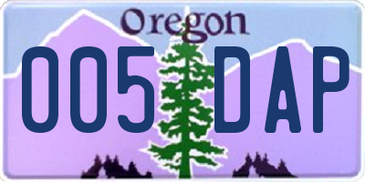 OR license plate 005DAP