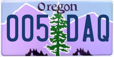 OR license plate 005DAQ