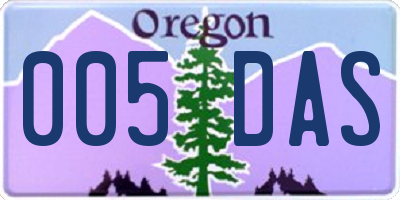 OR license plate 005DAS
