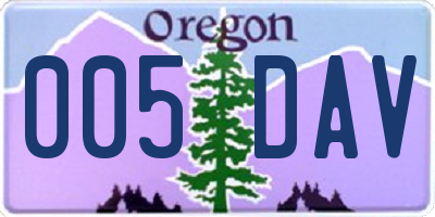 OR license plate 005DAV