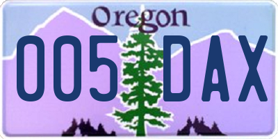 OR license plate 005DAX