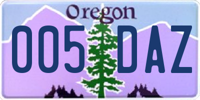 OR license plate 005DAZ