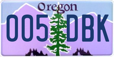 OR license plate 005DBK