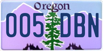 OR license plate 005DBN