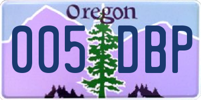 OR license plate 005DBP