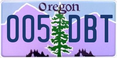 OR license plate 005DBT