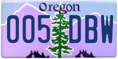 OR license plate 005DBW