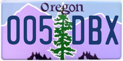 OR license plate 005DBX