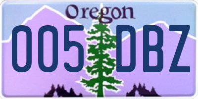 OR license plate 005DBZ
