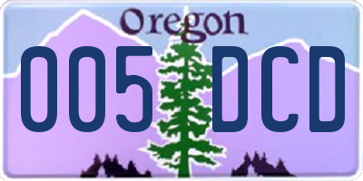 OR license plate 005DCD