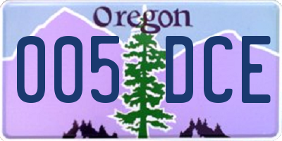 OR license plate 005DCE