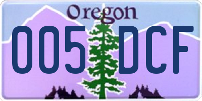 OR license plate 005DCF