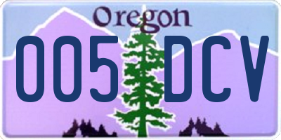 OR license plate 005DCV