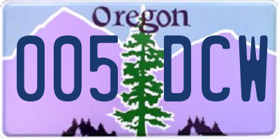 OR license plate 005DCW