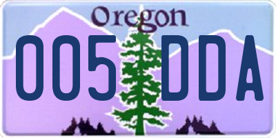 OR license plate 005DDA