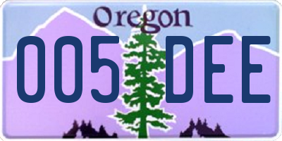 OR license plate 005DEE