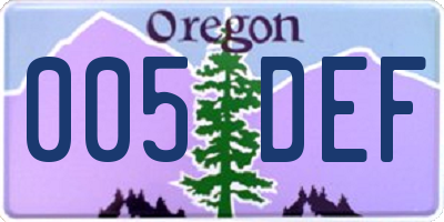 OR license plate 005DEF