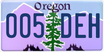 OR license plate 005DEH