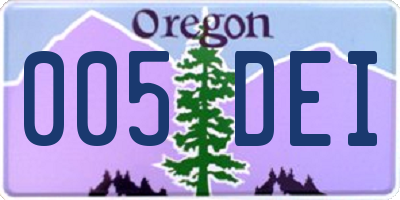 OR license plate 005DEI