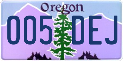 OR license plate 005DEJ