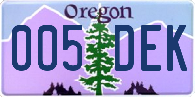 OR license plate 005DEK