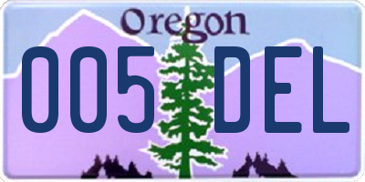OR license plate 005DEL