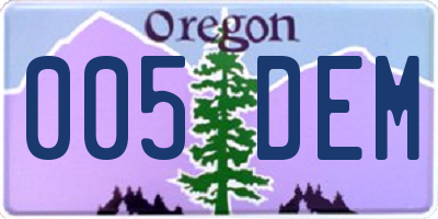OR license plate 005DEM
