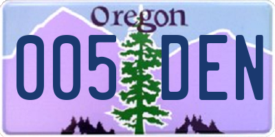 OR license plate 005DEN