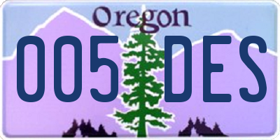 OR license plate 005DES