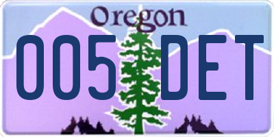 OR license plate 005DET