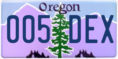 OR license plate 005DEX