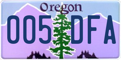 OR license plate 005DFA