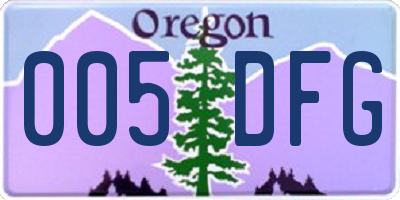 OR license plate 005DFG