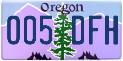 OR license plate 005DFH