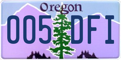 OR license plate 005DFI