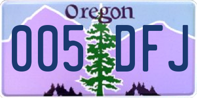 OR license plate 005DFJ